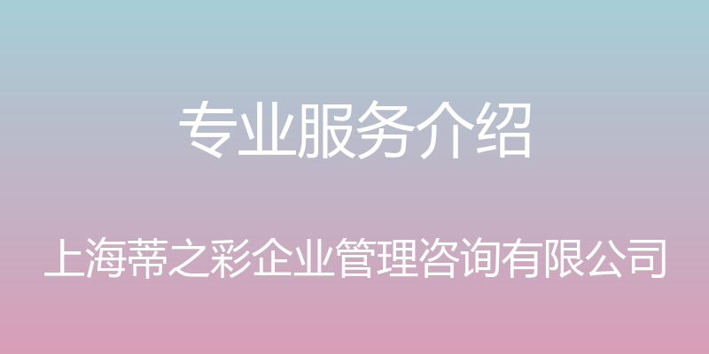 专业服务介绍 - 上海蒂之彩企业管理咨询有限公司