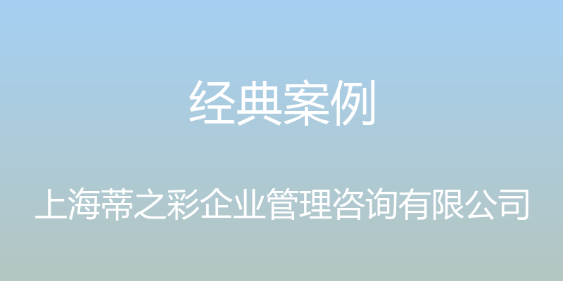 经典案例 - 上海蒂之彩企业管理咨询有限公司