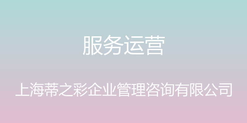 服务运营 - 上海蒂之彩企业管理咨询有限公司